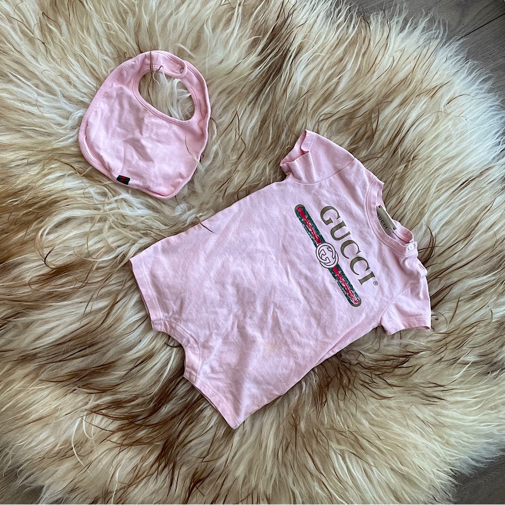 Gucci 3-6mo Girls Pink Romper